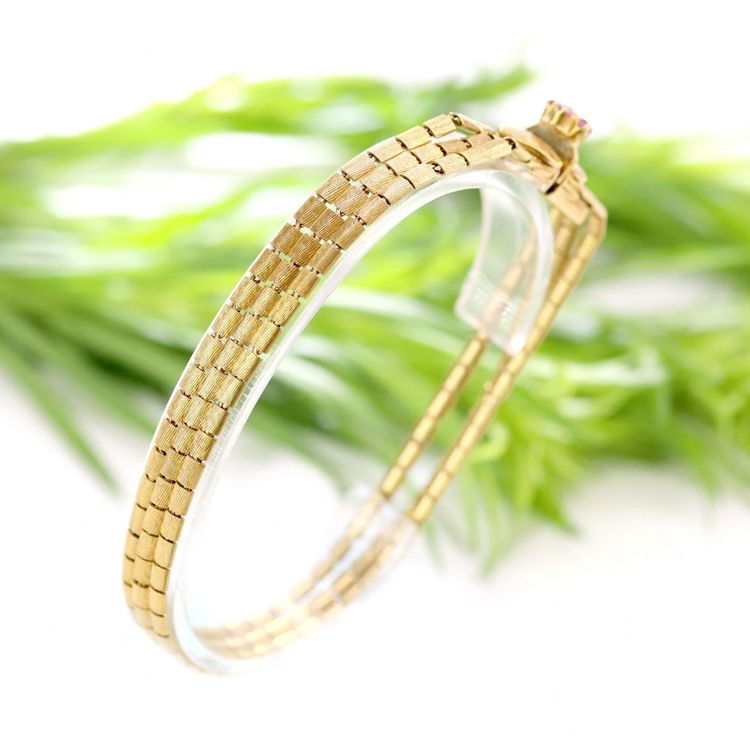 Bracelet ancien or jaune 3 rangs et améthystes