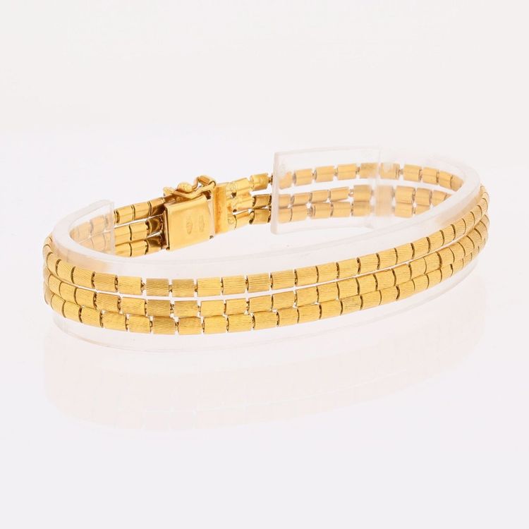 Bracelet ancien or jaune 3 rangs et améthystes