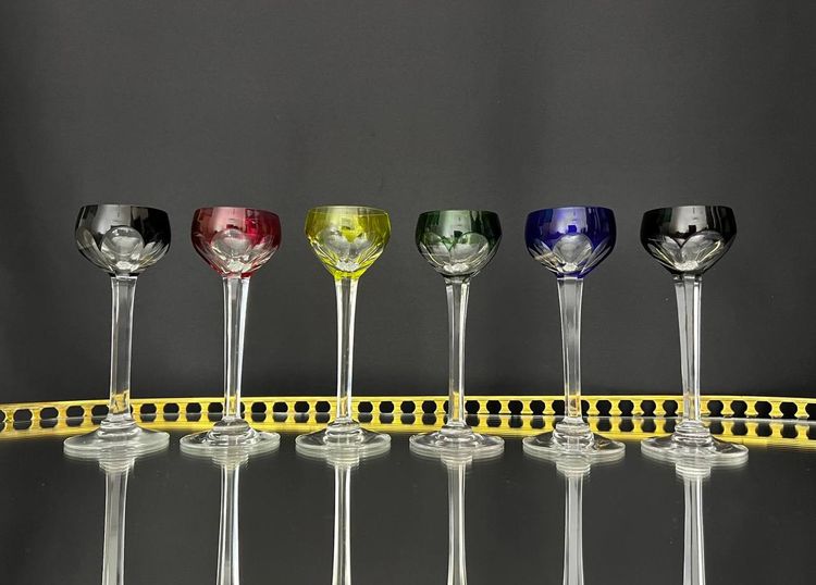 Service à liqueur en cristal taillé et doublé 