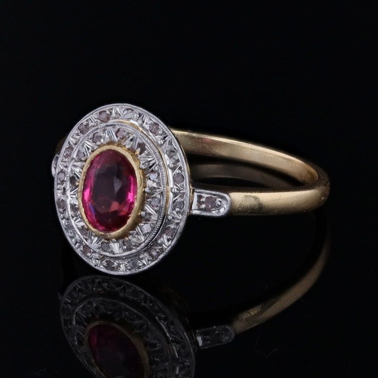 Vintage Double-row Ruby And Diamond Ring