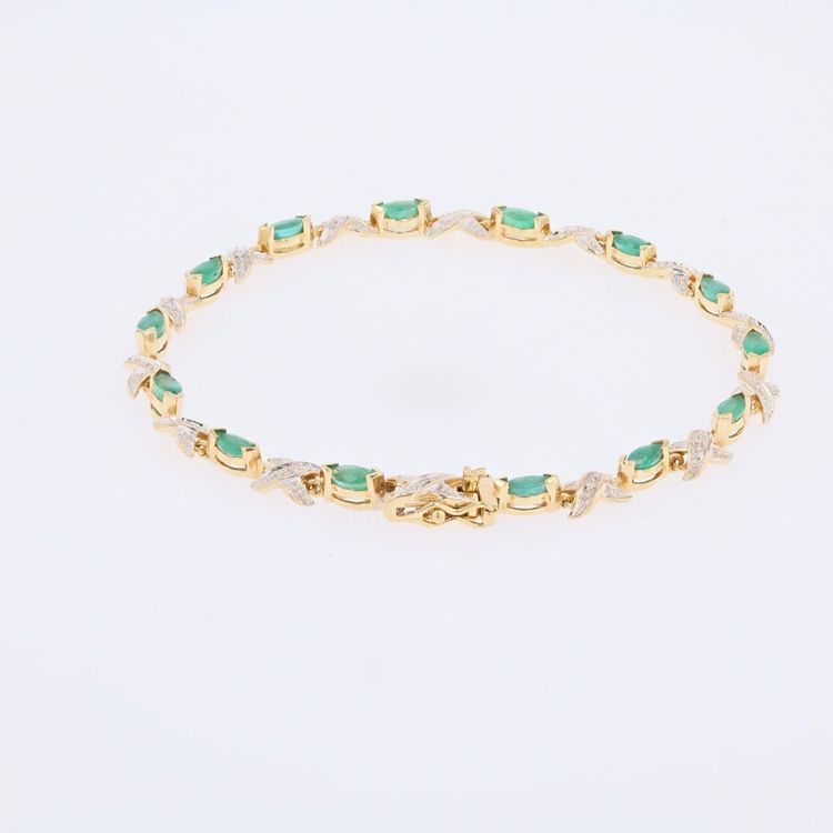 Bracelet ligne émeraudes diamants
