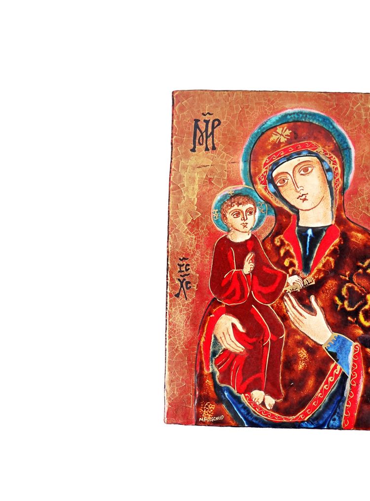 Religious Icon by Michel Folscheid: Our Lady of Mercy, glazed ceramic