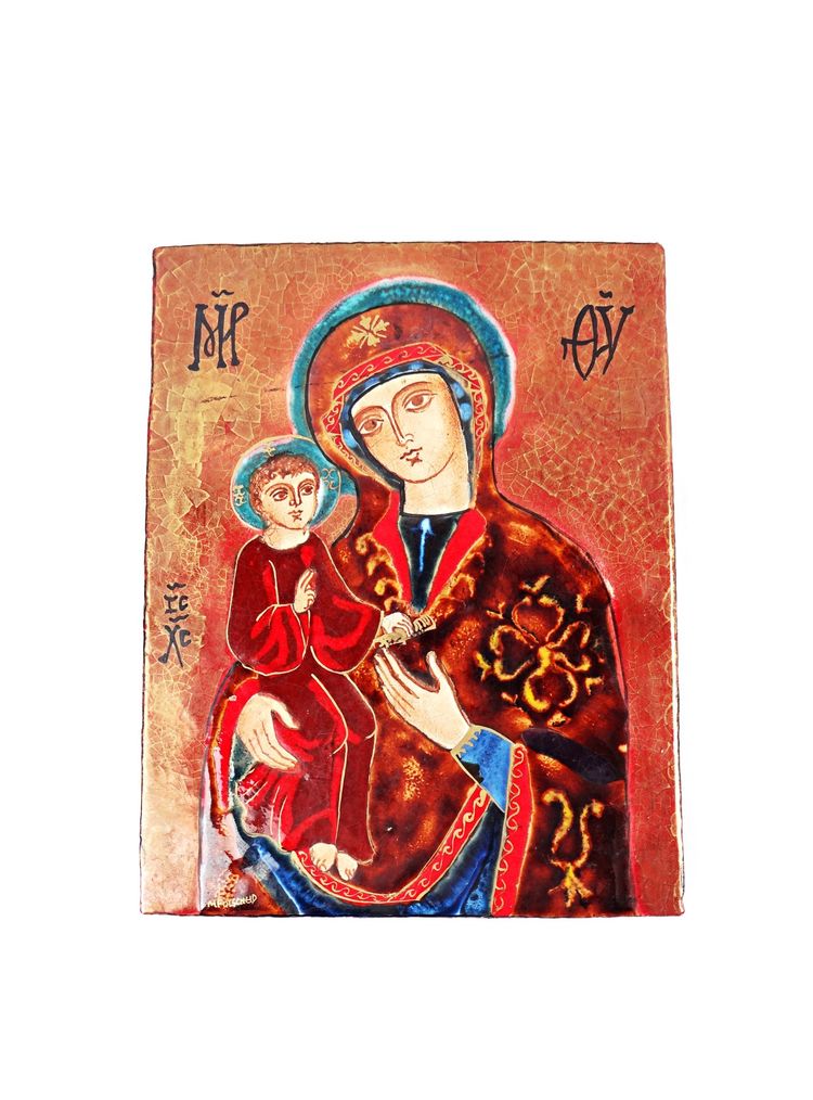 Religious Icon by Michel Folscheid: Our Lady of Mercy, glazed ceramic