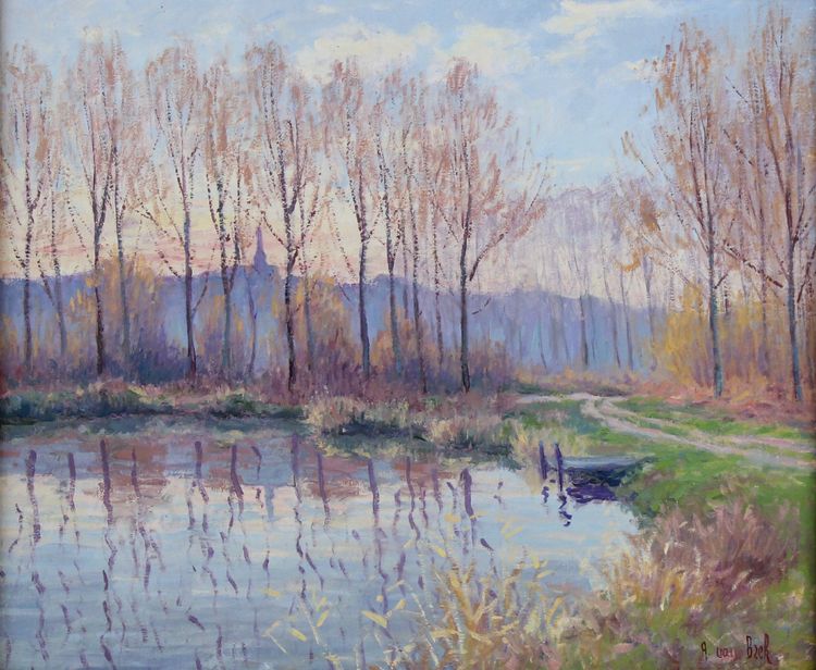 André van Beek – Signed Post-Impressionist Waterside Landscape, Unframed