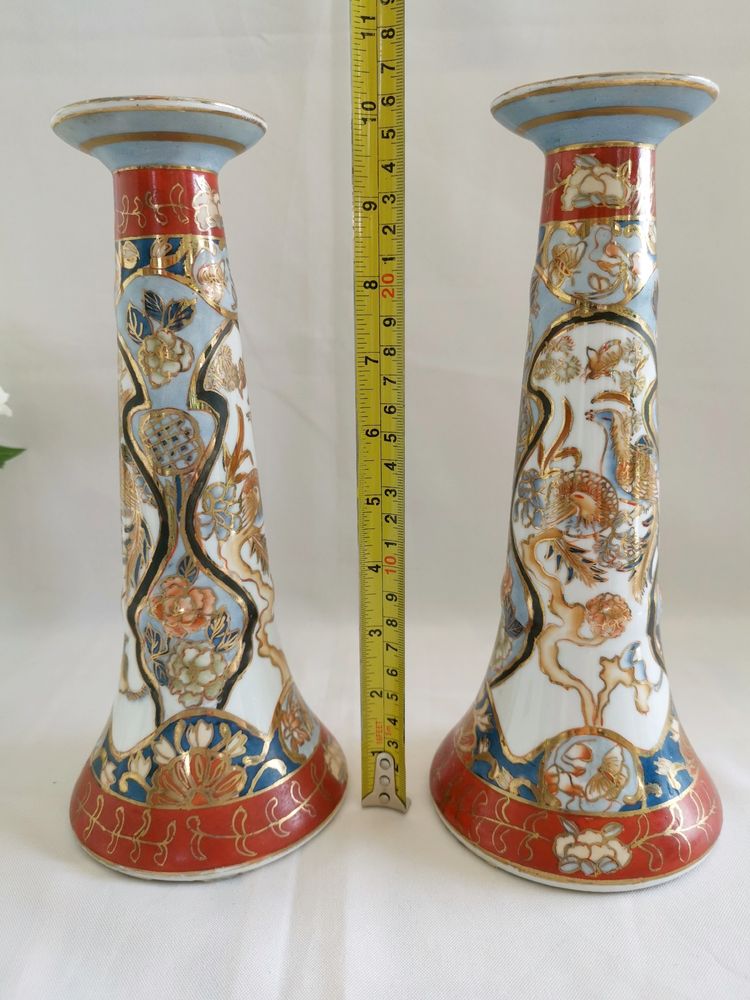Paire de bougeoirs Japon imari époque Meiji vers 1930