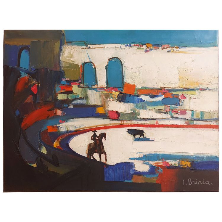 Georges Briata - (1933 - 2019) - L'arène - huile sur toile - Tauromachie - 1980