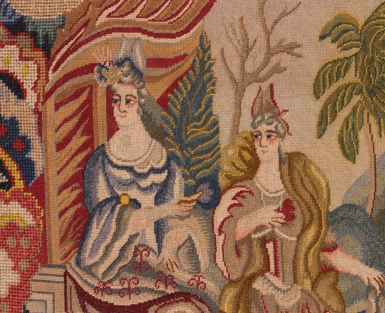 19th-century Brussels Tapestry – Flowering Foliage And A Romantic Scene