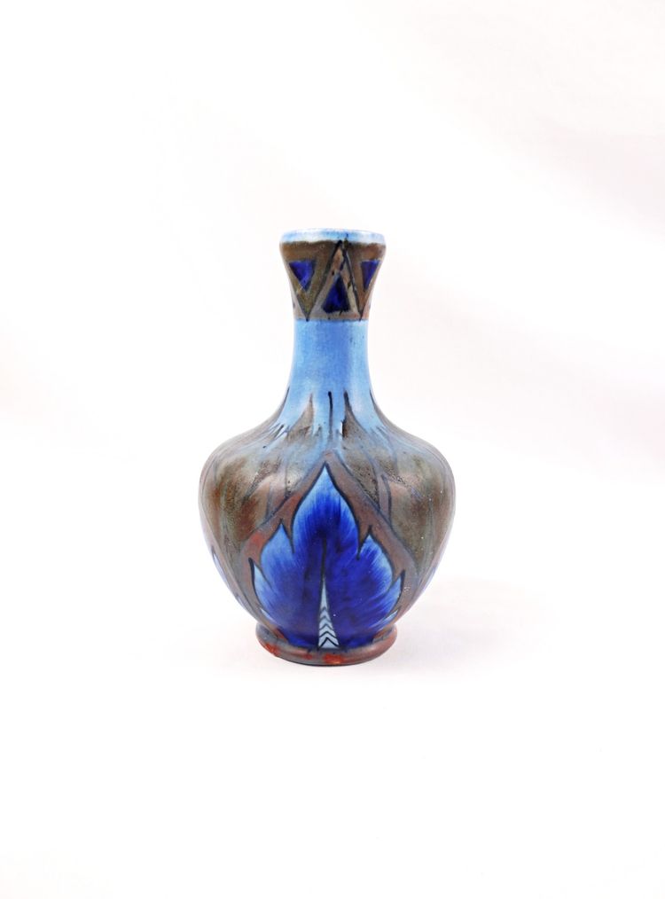 Vase Art Déco en céramique Chameleon Ware par Clews & Co début XXe