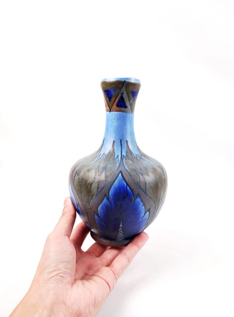 Vase Art Déco en céramique Chameleon Ware par Clews & Co début XXe