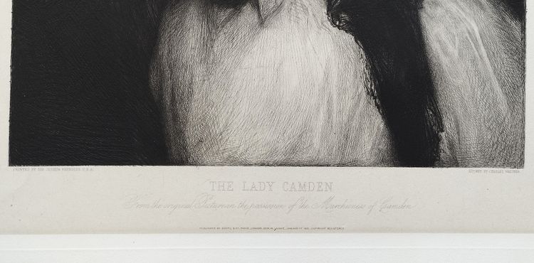 Ritratto in acquaforte antica di Lady Camden, tratto da un'opera di Joshua Reynolds, XIX secolo.