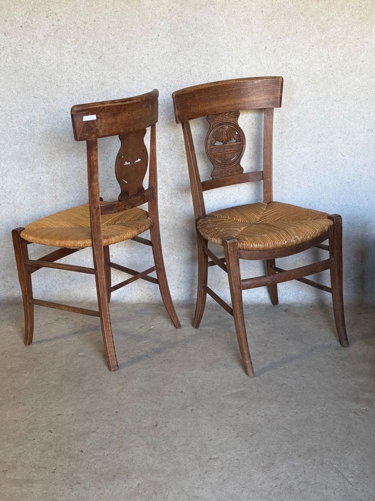 Paire de chaises paillées