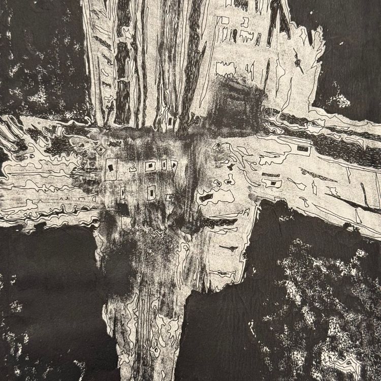 Modern composition drawing, 1970, by François de Chabot