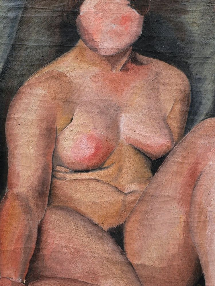 Schule von Paris um 1930, Sitzender Akt, Gemälde einer nackten Frau