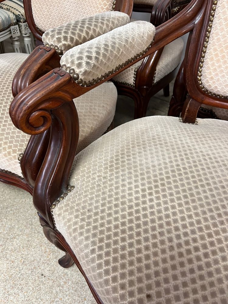 Set of 4 mahogany armchairs, 19th century
