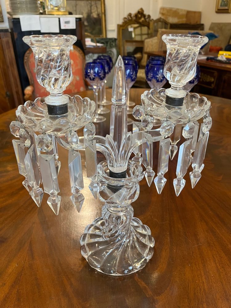 Pair of Baccarat crystal candelabra