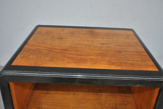 Hohes Sideboard Art Deco 1930 Kartusche aus massivem Ebenholz