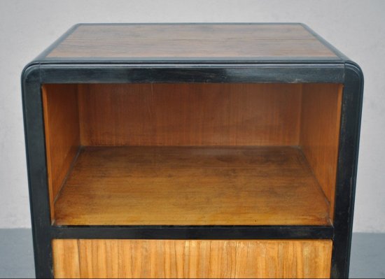 Hohes Sideboard Art Deco 1930 Kartusche aus massivem Ebenholz