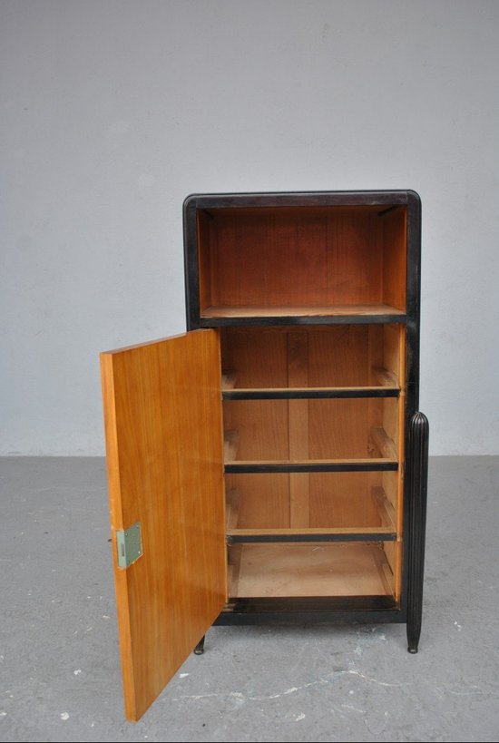 Hohes Sideboard Art Deco 1930 Kartusche aus massivem Ebenholz