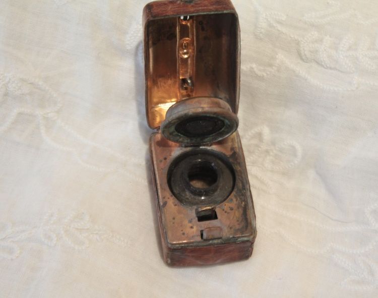 Late 19th century suitcase-shaped travel inkwell