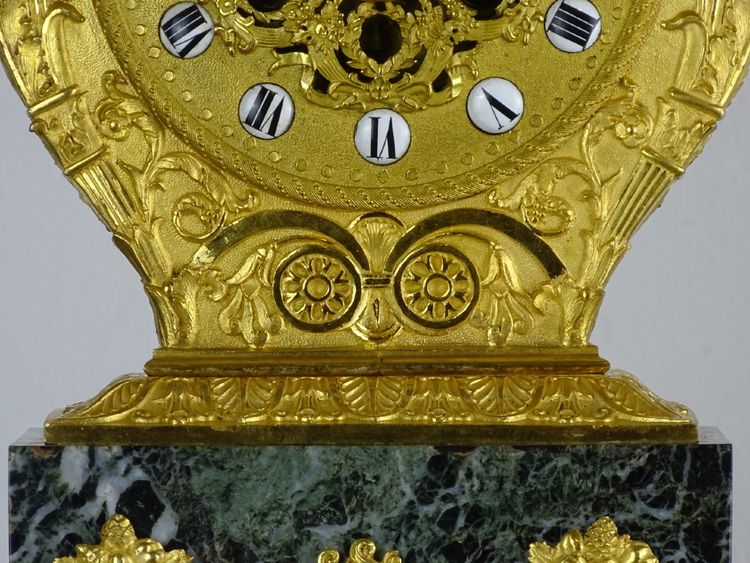 RABIAT FRÈRES - Empire Period Lyre Clock in Gilt Bronze and Sea Green Marble, circa 1816