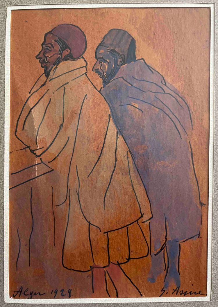 Un dipinto pendente di Gustave Assire (1870-1937), orientalista.
