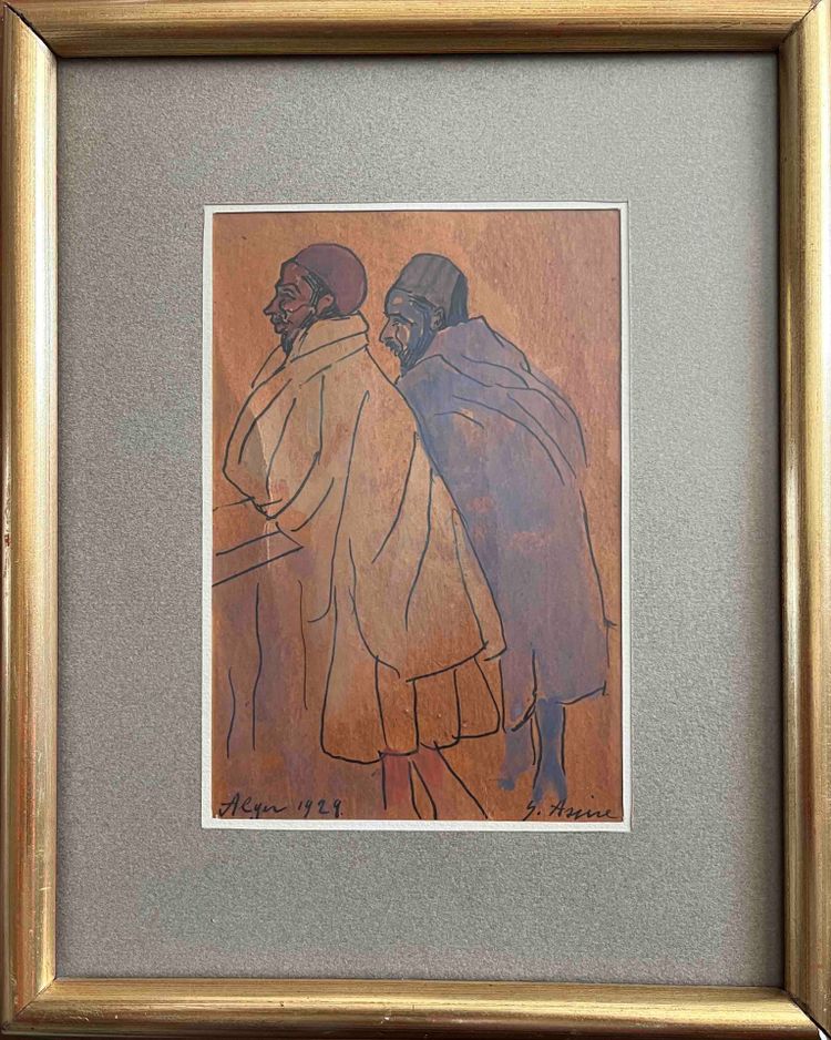Un dipinto pendente di Gustave Assire (1870-1937), orientalista.