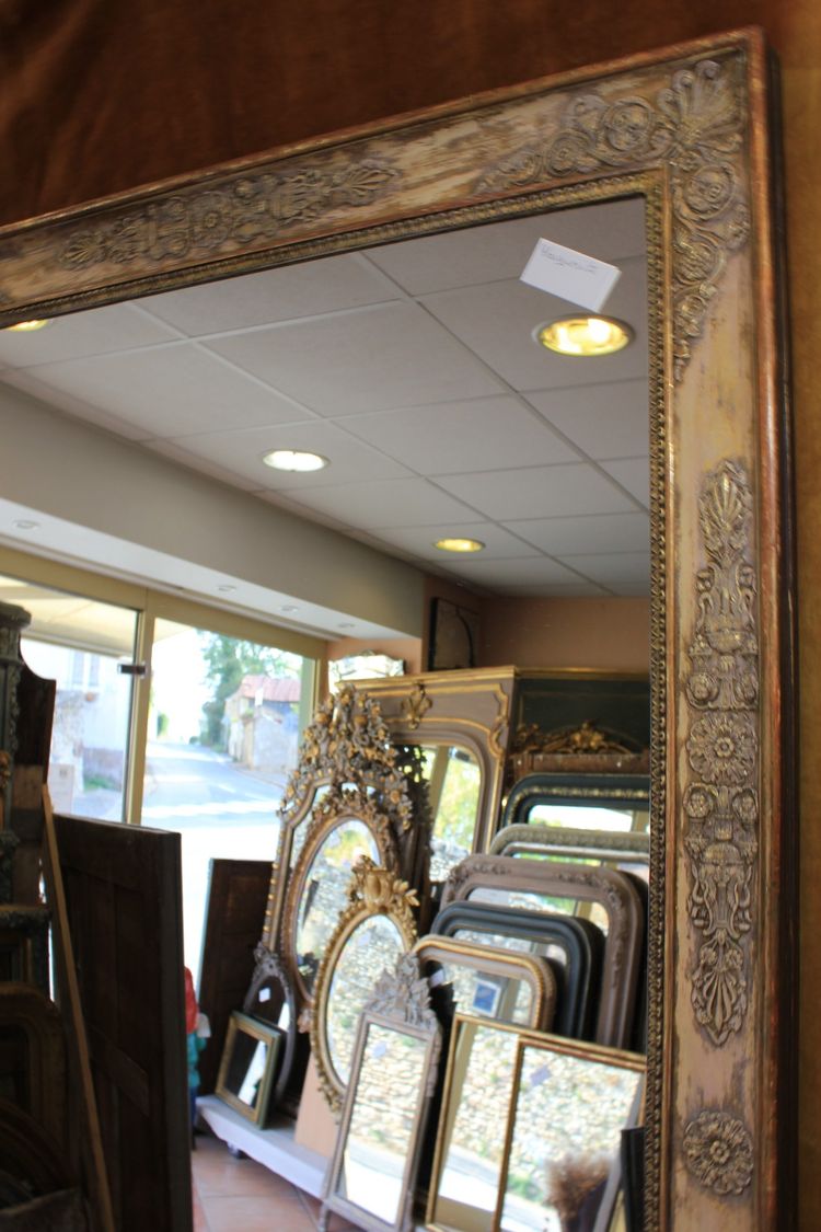 Large antique rectangular mirror, First Empire style, 100 x 155 cm