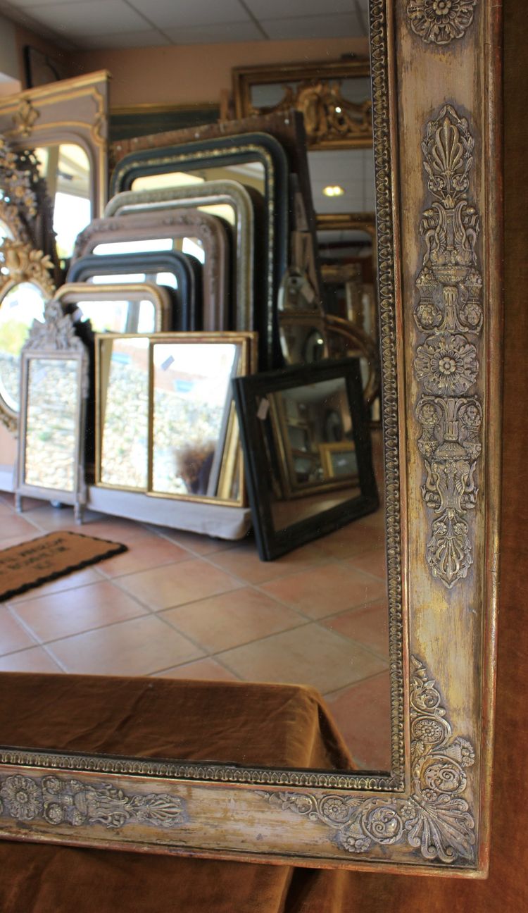 Large antique rectangular mirror, First Empire style, 100 x 155 cm
