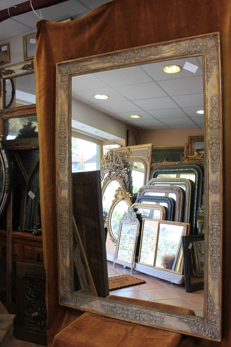 Large antique rectangular mirror, First Empire style, 100 x 155 cm