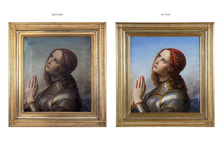Hermann Anton Stilke, 1831 Jeanne d’Arc, antikes Ölgemälde, gerahmt