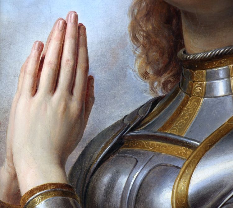 Hermann Anton Stilke, 1831 Jeanne d’Arc, antikes Ölgemälde, gerahmt