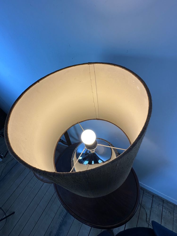 Lampe vintage en liège et chrome 1970
