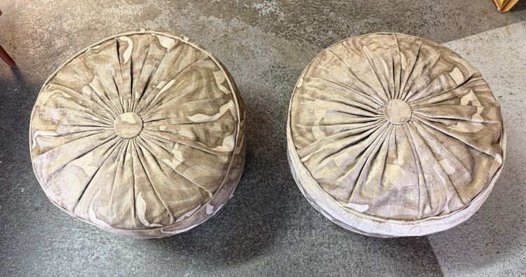 Paire de poufs d’époque Art Déco en bois doré - tabouret 