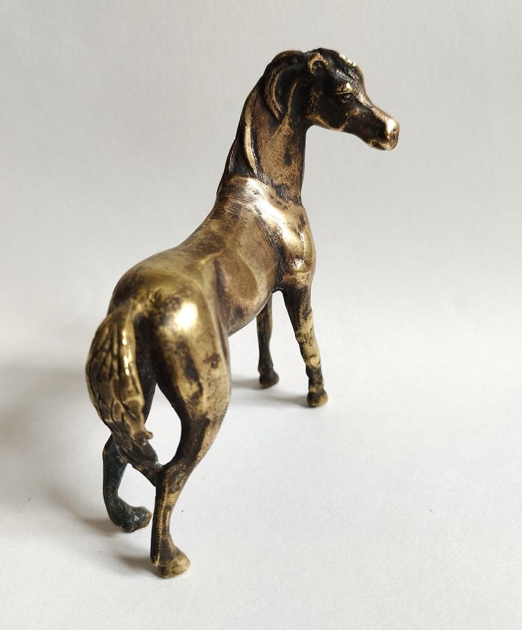 Statuetta in bronzo di cavallo arabo, scultura del XX secolo