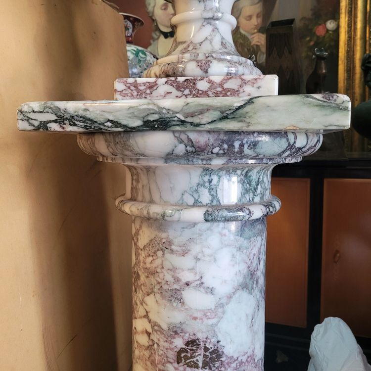 Medici vase on a marble column, mid-20th century