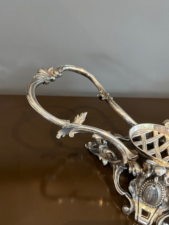 Baccarat, Centre De Table En Bronze Argente Et Cristal Epoque XIXeme