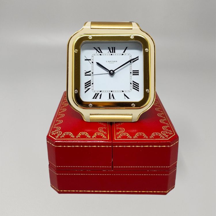 1980s Cartier Santos Pendulette Alarm Clock. Made in Swiss