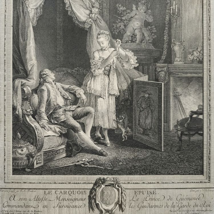 Incisione erotica: La faretra esausta di Nicolas De Launay, XVIII secolo
