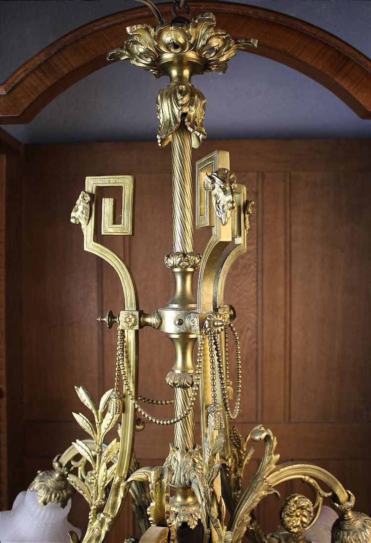 Louis XVI style bronze chandelier with 6 lights, 19th century