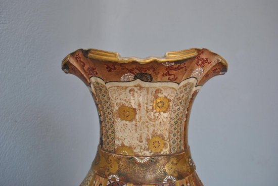 Grande Vaso Giapponese In Satsuma Diciannovesima Volta