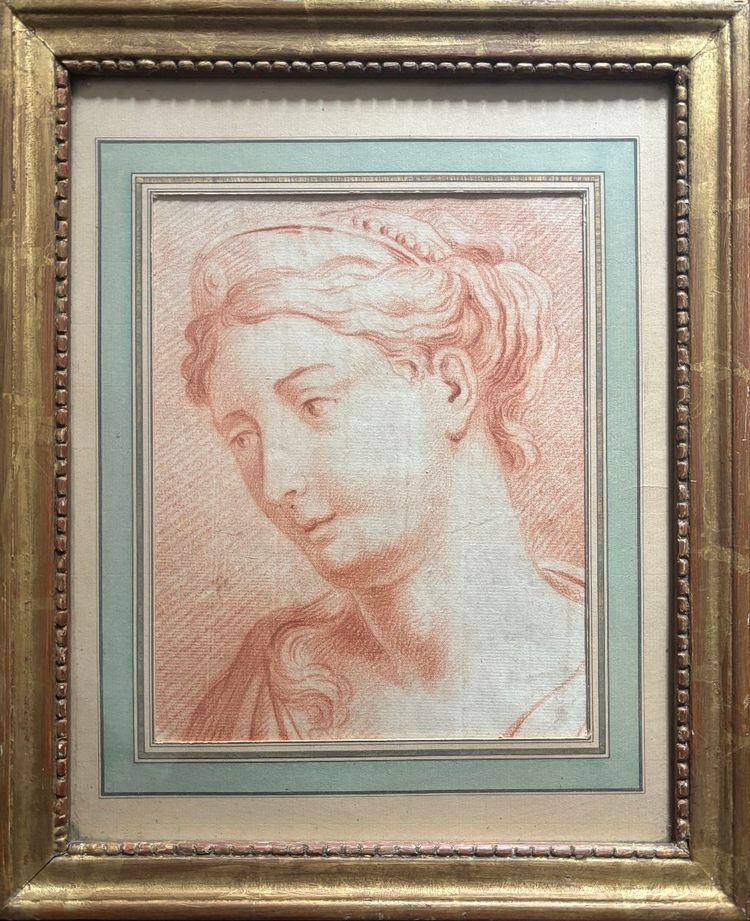 Dessin à la sanguine - Portrait de Junon, XVIIIe siècle