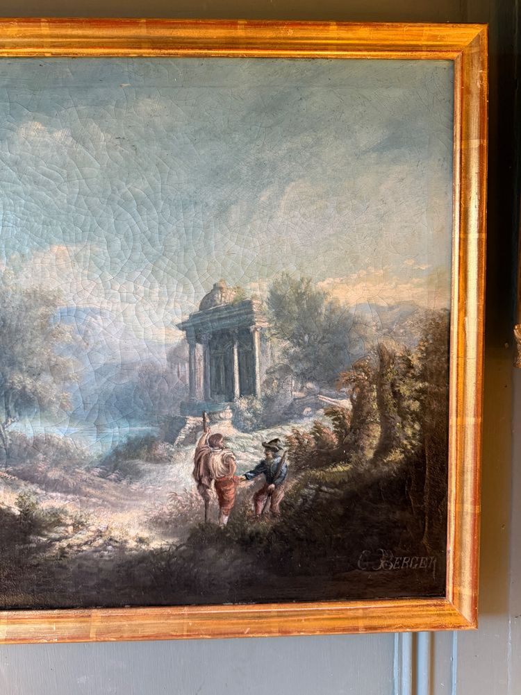Arkadische Landschaft mit einem antiken Tempel aus dem 18. Jahrhundert