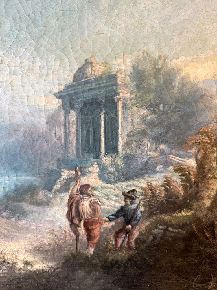 Arkadische Landschaft mit einem antiken Tempel aus dem 18. Jahrhundert