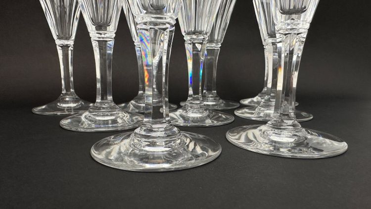 Baccarat, set di 9 flûte da champagne modello Duchesse De Dino