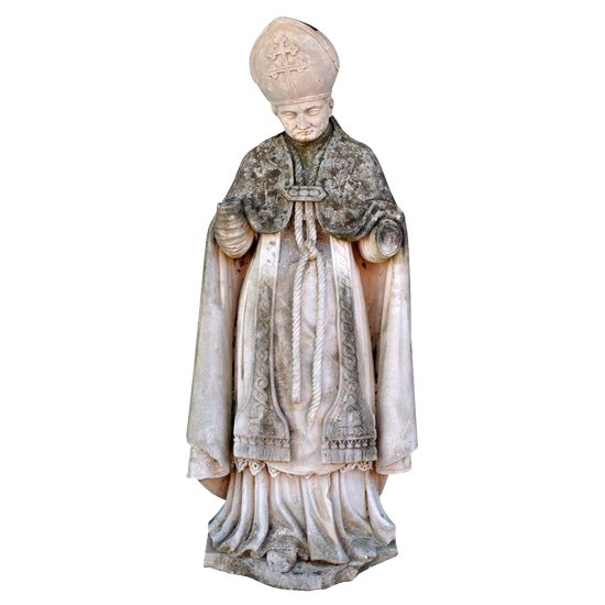 Old Stone Statue Papal Representation