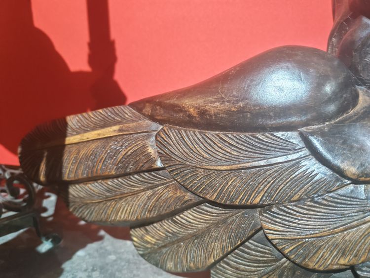 Sculpture XVIIIeme en bois sculpté, tête de chérubin ailée