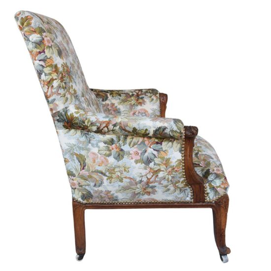 Bergère Armchair In Art Nouveau Oak Floral Fabrics