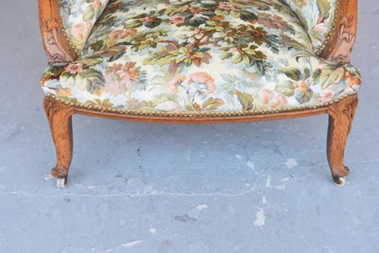 Bergère Armchair In Art Nouveau Oak Floral Fabrics