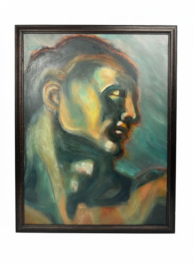 Öl auf Karton – Stilisierte Art-Déco-Studie nach dem Adam aus der Sixtinischen Kapelle – 60 x 80 cm