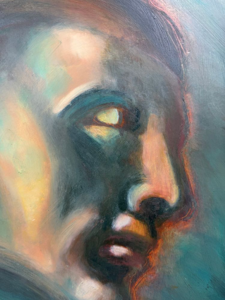 Öl auf Karton – Stilisierte Art-Déco-Studie nach dem Adam aus der Sixtinischen Kapelle – 60 x 80 cm